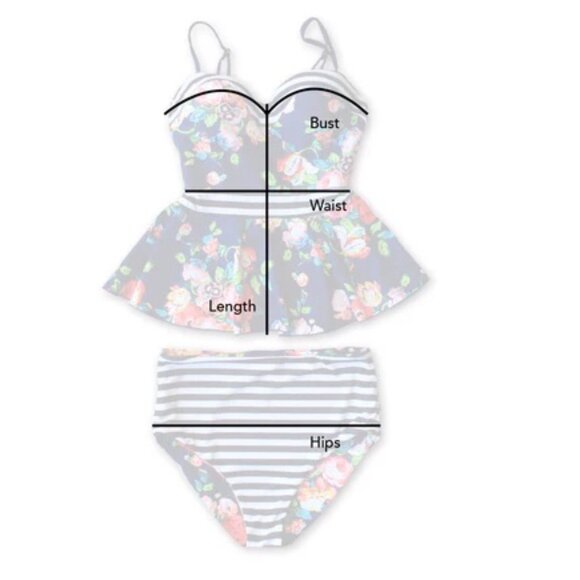 Rad Swimwear Breanne Two Piece Swimsuit Tankini Top High Waisted Bottoms Size XS - Picture 15 of 15